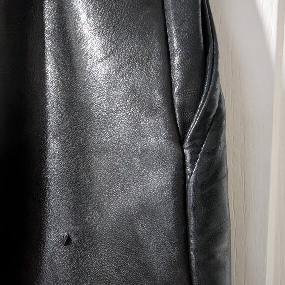Vintage Holt Renfrew | Women's Pleated Leather Pants In Black - Picture 10 of 14